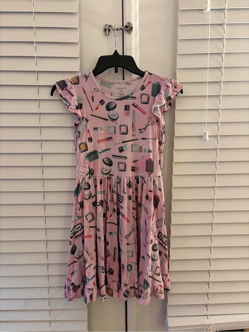 Posh Peanut Salon Makeup Flutter Sleeve Pink Bamboo Twirl Dress
